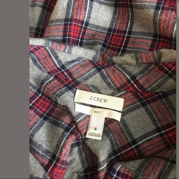 J.CREW Boy Shirt Gray Tartan Plaid Blouse Top Red - Picture 6 of 10
